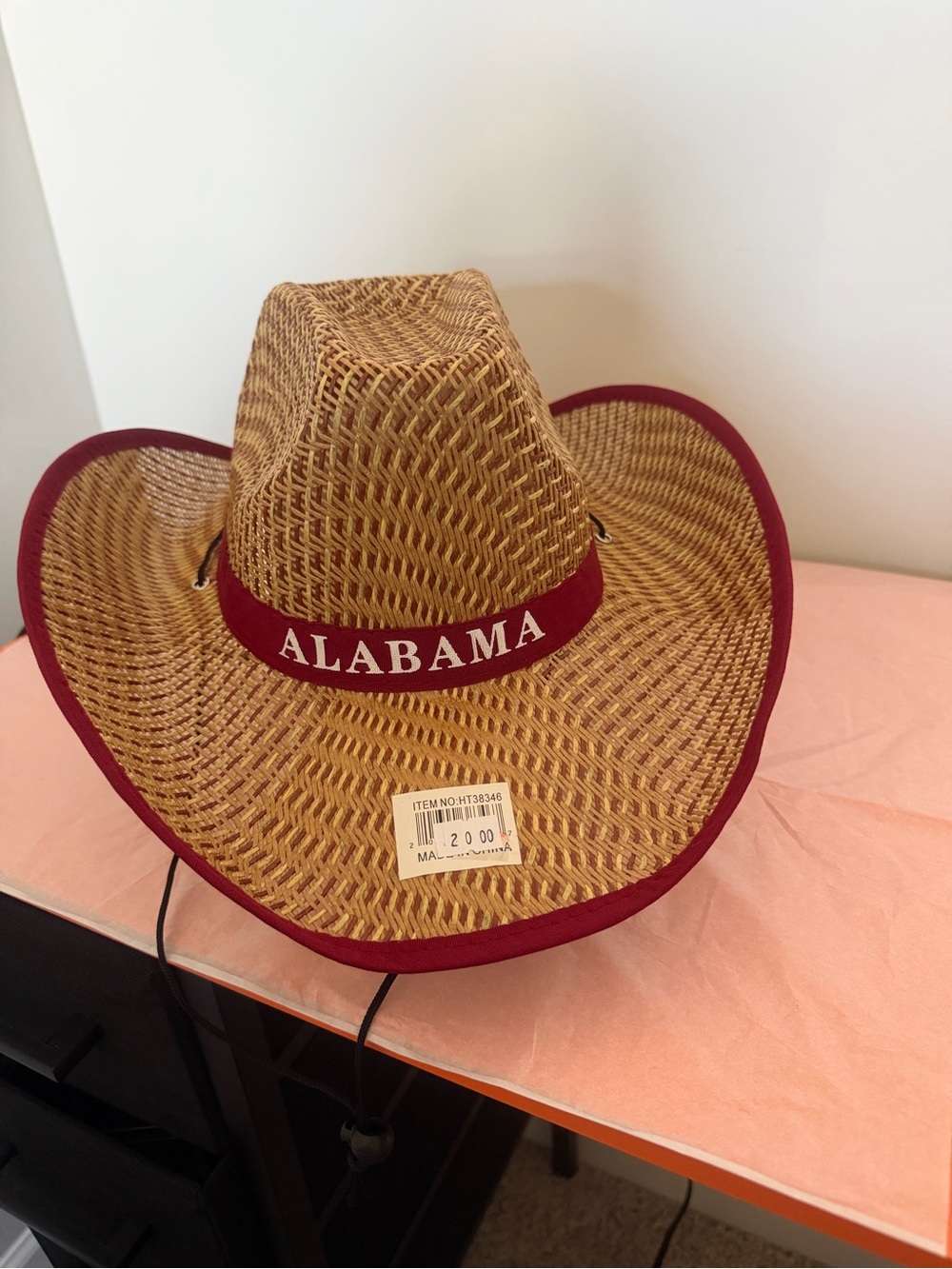 Alabama Straw Cowboy Hat with Crimson Trim